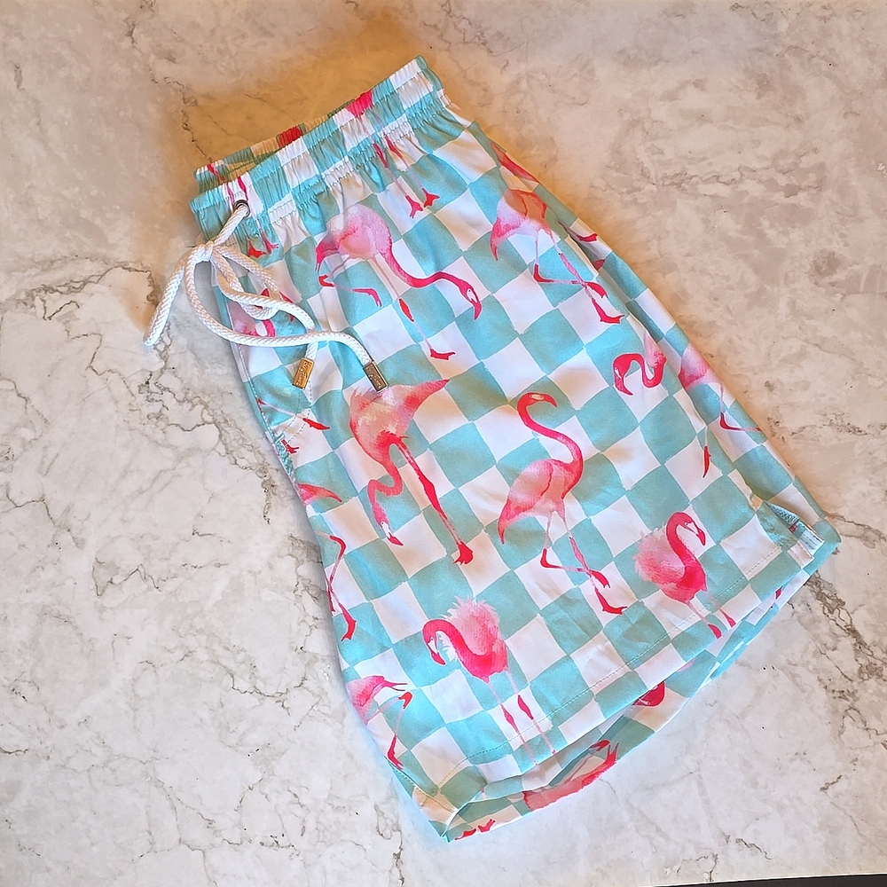 NWOT Kenny Flowers Men's Small Hotel Flamingo Swim Trunks